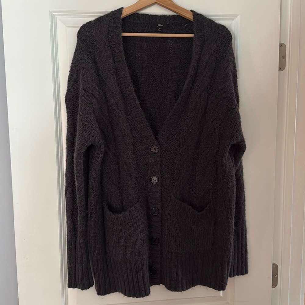 J.Cew Cable knit long cardigan